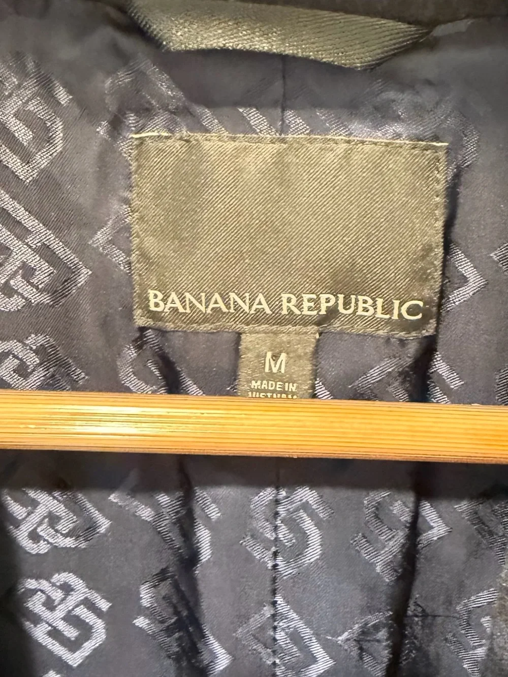 Banana Republic Men's Navy Wool Plaid Topcoat